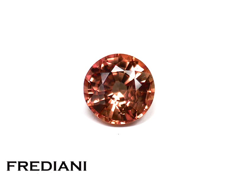 Saphir orangé rosé rond traité