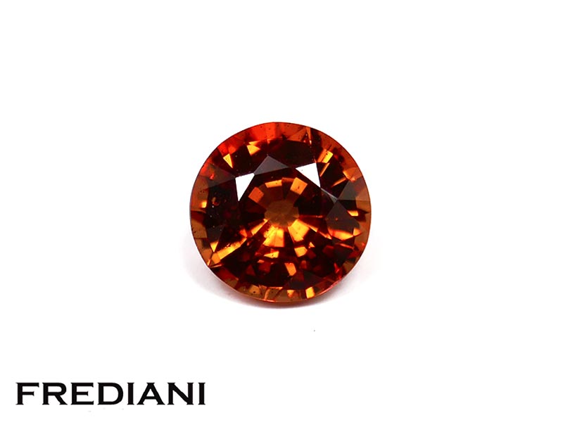 Saphir orange rond traité