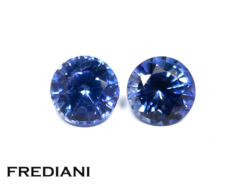 Paire de saphirs bleus ronds