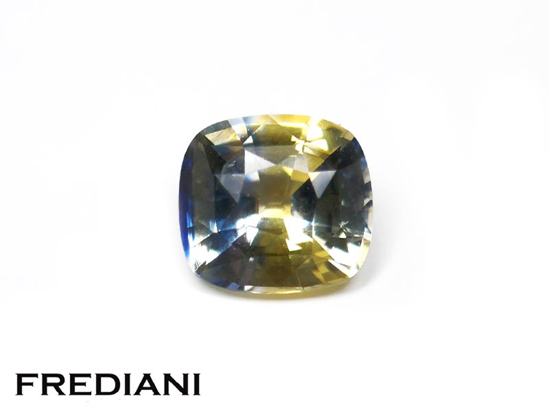 Saphir bicolore coussin naturel certifié